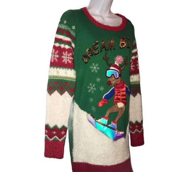 NWT It's Our Time Snowboarding Reindeer Tunic L - Picture 5 of 9